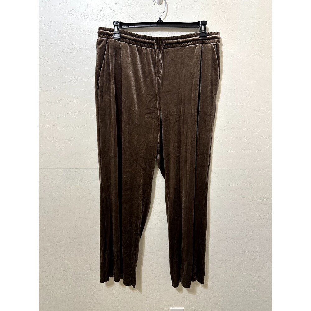 Gap Womans Y2K Wide Leg Velvet Sweatpants Size XL Pull On Brown Slouchy Preppy